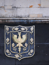 Bogota, Colombia: black eagle of the Habsburgs - Bogota coat of arms on the building of the city's Ombudsman - Personeria de Bogota D.C. - Carrera 7a - escudo de la ciudad - Las Nieves - Santa Fe - photo by M.Torres