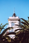 Corsica - Ajaccio (Corse du Sud): clock tower of the Hotel de Vile (photo by M.Torres)