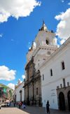 Quito, Ecuador: Baroque façade of Iglesia y Monasterio de San Francisco - Church and Monastery of St. Francis - built between 1550 and 1680, architects Jodoco Ricke, Pedro Gosseal, Antonio Rodríguez - Ecuador's largest colonial building - Plaza San Francisco - photo by M.Torres