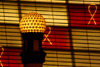 Donostia-San Sebastián, Gipuzkoa province, Euskadi: Kursaal façade and lamp - nocturnal - architect Rafael Moneo - Paseo de Zurriola - photo by J.Zurutuza