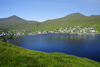 Sandavágur, Vágar island, Faroes: the village and verdant hillsides around the inlet - photo by A.Ferrari