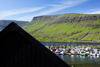 Sørvágur village, Vágar island, Faroes: roof and the harbour - photo by A.Ferrari