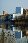 Finland - Helsinki, Töölö bay with a view into the Finlandia concert hall and Kiasma modern art museum - photo by Juha Sompinmäki