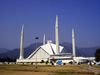 Islamabad, Pakistan: Faisal mosque - a giant Bedouin's tent designed by Turkish architect Vedat Dalokay - located at the end of Shaharah-e-Islamabad - photo by D.Steppuhn