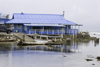 Galeta Island, Colón province, Panama: the blue building of Galeta Point Marine Laboratory, Smithsonian Tropical Research Institute - photo by H.Olarte