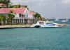 Gustavia, St. Barts / Saint-Barthélemy: Hôtel de la Collectivité and ferry Edge II, the boat to Saint-Martin - La Pointe - photo by M.Torres