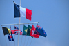 Gustavia, St. Barts / Saint-Barthélemy: French flag and courtesy flags in the harbour - drapeau tricolore bleu, blanc, rouge - photo by M.Torres