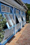 Gustavia, St. Barts / Saint-Barthélemy: slatted shutters at La Route des Boucaniers Creole restaurant - Rue de Bord de Mer - photo by M.Torres